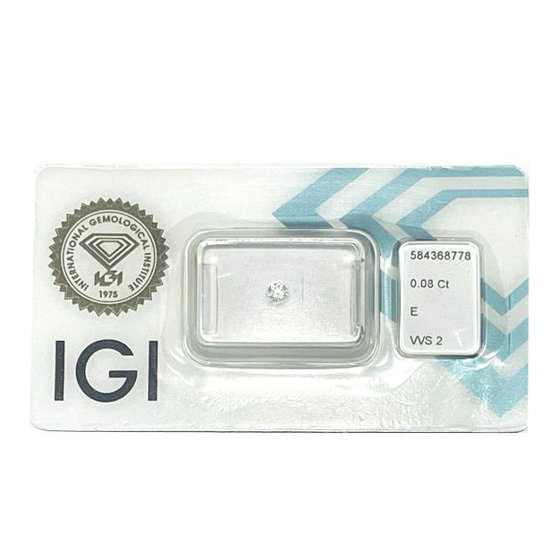 IGI الماس نفطة شهادة Brilliant Cut 0.08ct اللون E نقاء VVVS 2