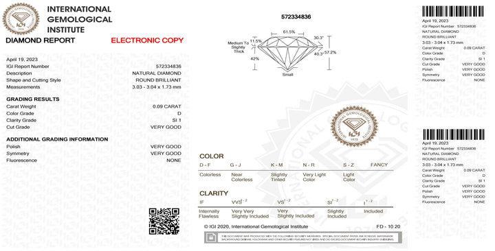 إيجي الماس نفطة شهادة بريليانت قطع 0.09ct اللون D نقاء سي 1