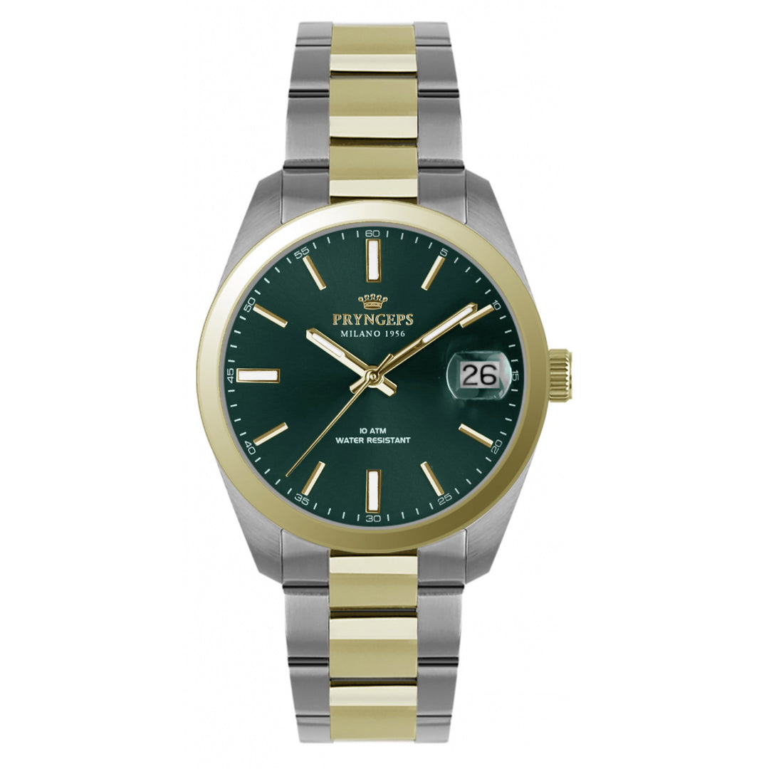 ساعة برينجيبس تورينو 33 ملم كوارتز أخضر، فولاذ مطلي بمادة PVD، ذهب أصفر A1072-B VE