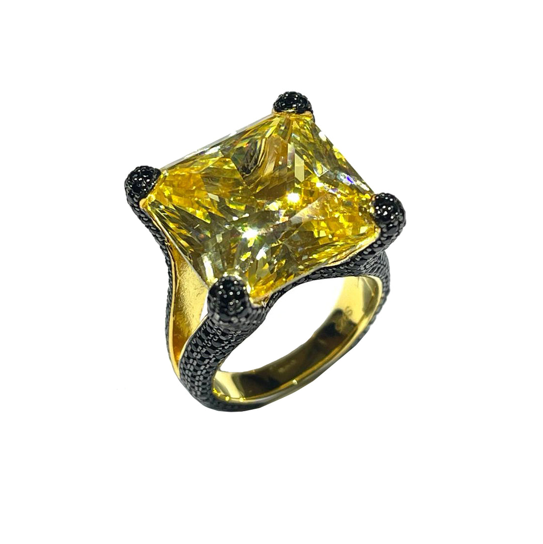 AP Coral Hollywood Ring Diva Style 925 Silver Finish Yellow Gold Gold Fancy AN2964GG