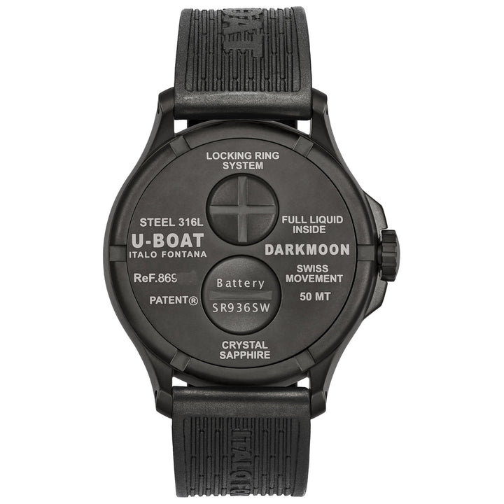 U-BOAT WATCH DARKMOON RED IPB SOLEIL 44MM الأحمر الكوارتز الصلب النهاية IP الأسود 8697-B