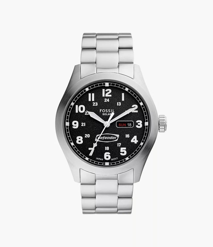 ساعة فوسيل ديفندر 46 ملم من الفولاذ الشمسي باللون الأسود FS5976