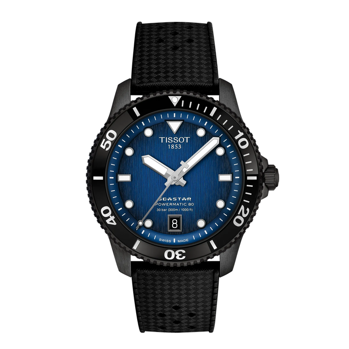 Tisssot watch Seastar 1000 Powermatic 80 40mm automatic steel finish black PVD T120.807.37.041.00