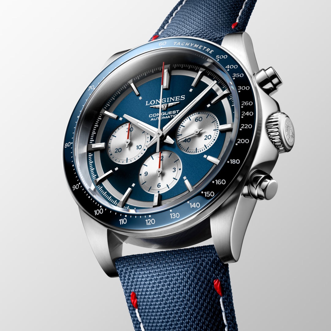 ساعة لونجين كونكويست ماركو أوديرمات إصدار 42 ملم أوتوماتيكية زرقاء من الفولاذ L3.835.4.91.2