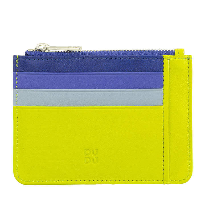 DUDU sachet credit card holder in genuine leather colorful zip wallet