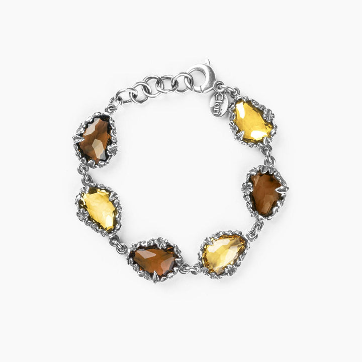 Le Jardin de Clorì bracciale Fiori ovale argento 925 cristalli idrotermali FBP01-GIALLO MARRONE - Capodagli 1937