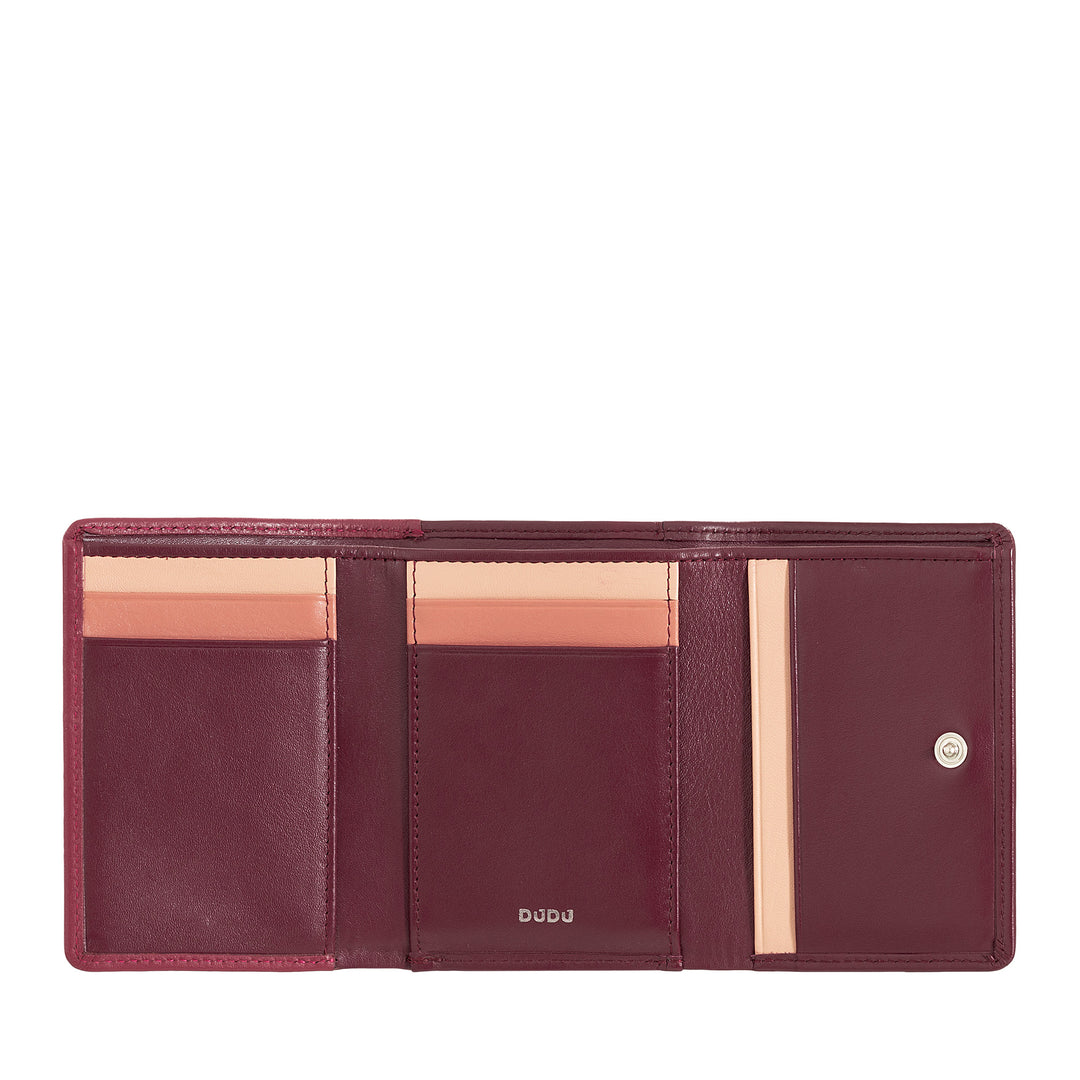 DUDU Women's Small Leather RFID Wallet with Clip Coin Wallet Compact 8 Card Holder Card Card Cards