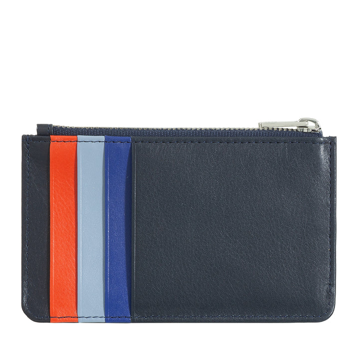 DUDU Men's Credit Card Holder Women's Leather, Small Thin Wallet, 4 Card Holder, with Zipper Closure