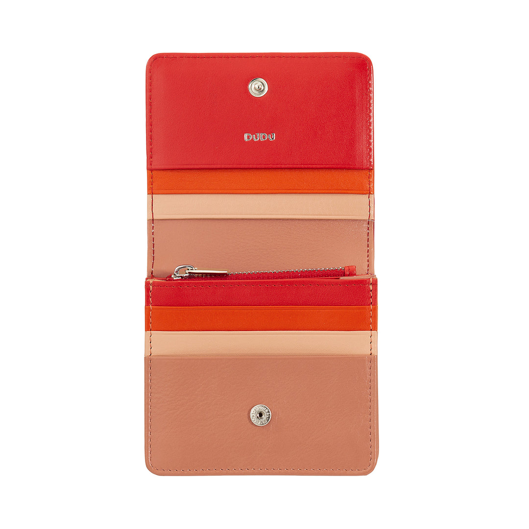 DUDU Women's Wallet Small RFID Shielded Leather Ultra Compact with Internal Zip and 8 Card Holders