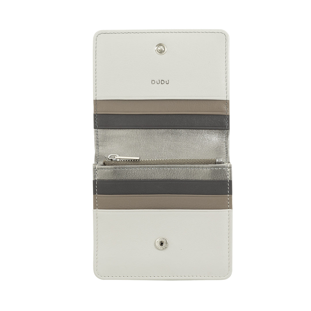 DUDU Women's Wallet Small RFID Shielded Leather Ultra Compact with Internal Zip and 8 Card Holders