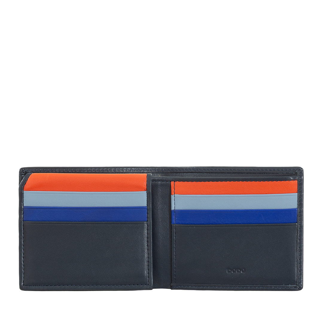 DUDU Men's RFID Small Wallet Leather Multicolor Card Holder Card Cards