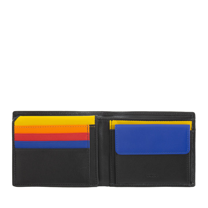 محفظة DUDU Classic RFID للرجال متعددة الألوان من الجلد موقعة