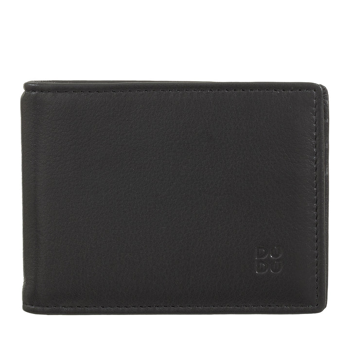 DUDU Men's Wallet with Money Clip, Small Compact Thin Wallet with RFID Protection, Credit Card Holder and Rear Zip