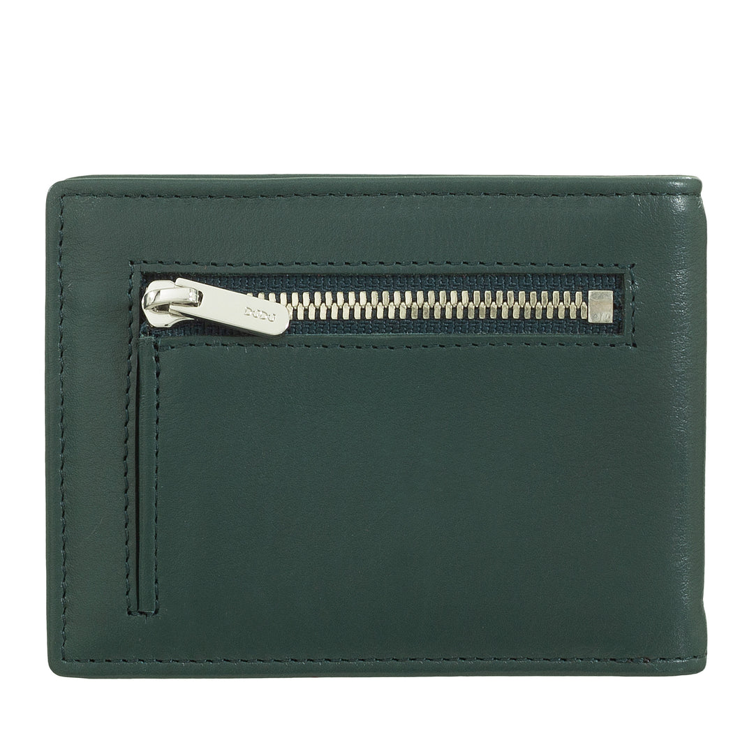 DUDU Men's Wallet with Money Clip, Small Compact Thin Wallet with RFID Protection, Credit Card Holder and Rear Zip