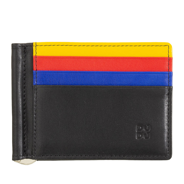 DUDU Men's Wallet with Leather Money Clips Credit Card Holder Clips Banknotes Thin Card Holders