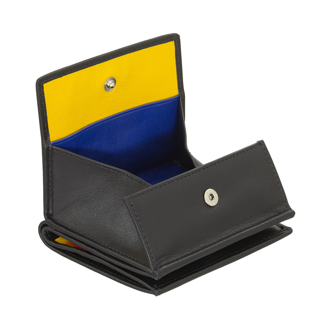 DUDU Multicolor Leather RFID Wallet Card and Coin Holder