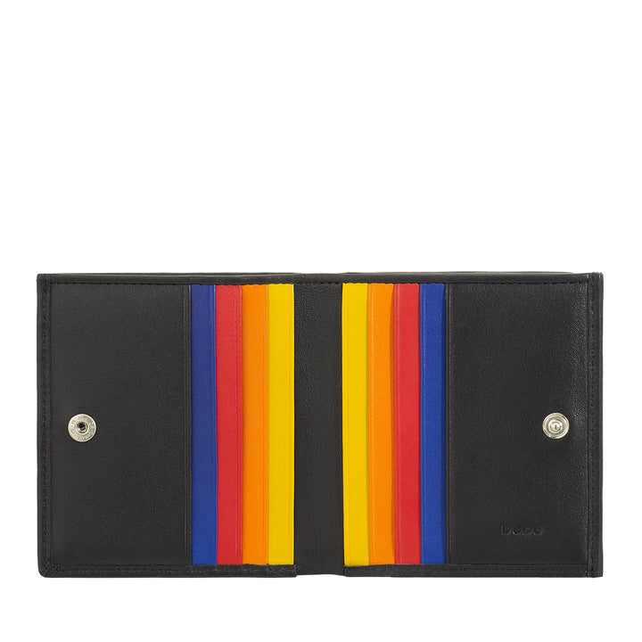 DUDU Multicolor Leather RFID Wallet Card and Coin Holder