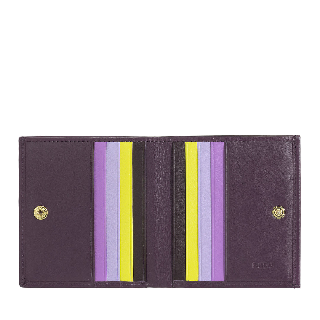 DUDU Multicolor Leather RFID Wallet Card and Coin Holder