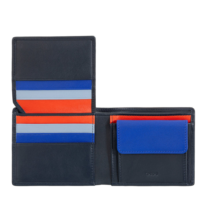 DUDU Small Men's RFID Leather Wallet with Coin Wallet