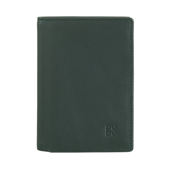 DUDU Men's Wallet RFID Blocking Leather, Bifold Small Pocket Wallet with Window ID, 9 Credit Card Holder, Banknote Holder