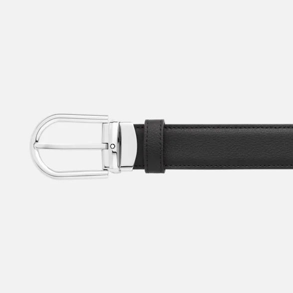 Montblanc Belt 30mm Buckle Belt with Horseshoe Pin Buckle Polished Palladium Reversible Finish