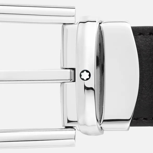 Montblanc Belt 30mm Buckle Belt with Horseshoe Pin Buckle Polished Palladium Reversible Finish