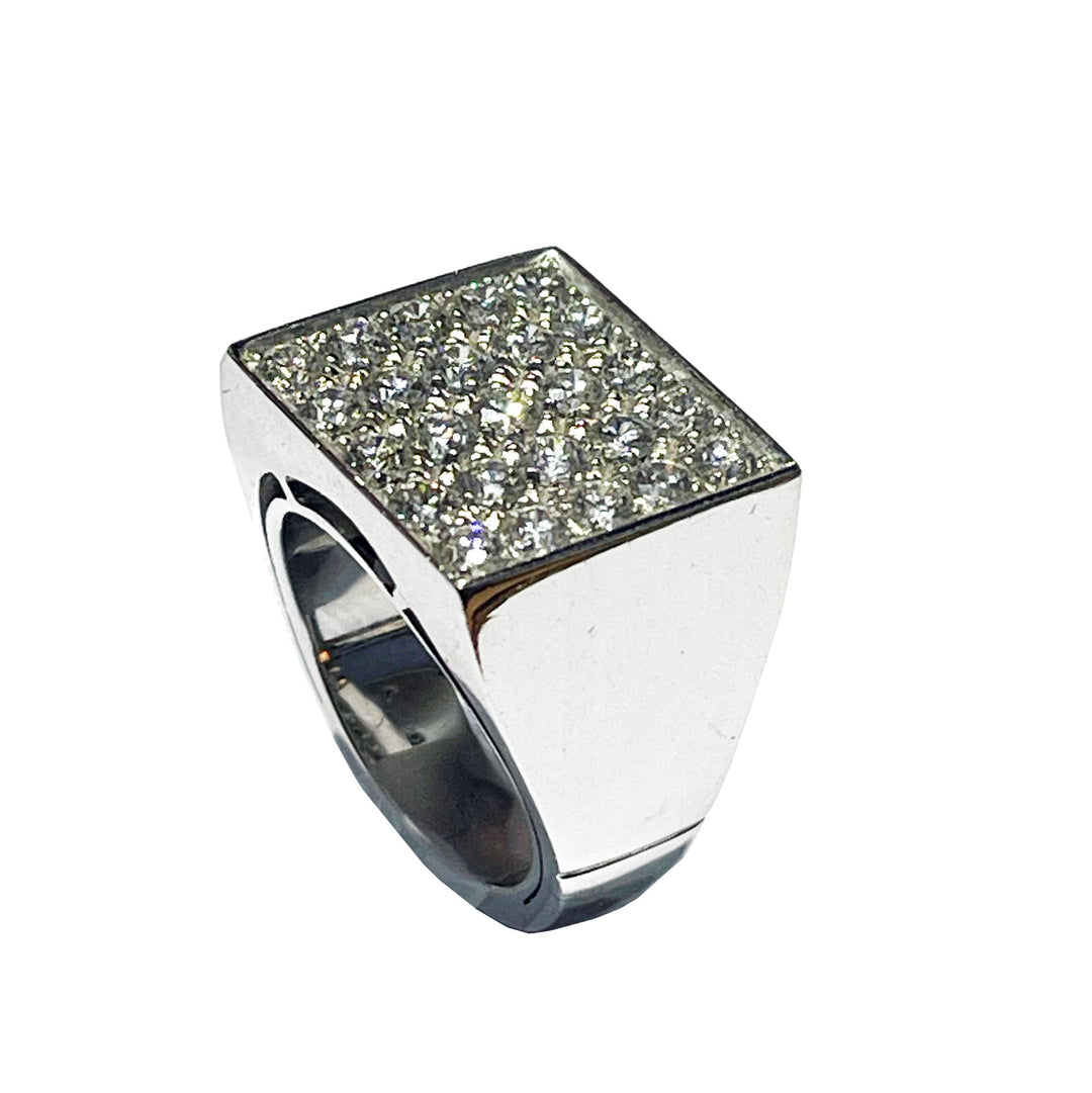 Chivalier ring Brick 18kt white gold diamonds 0575A