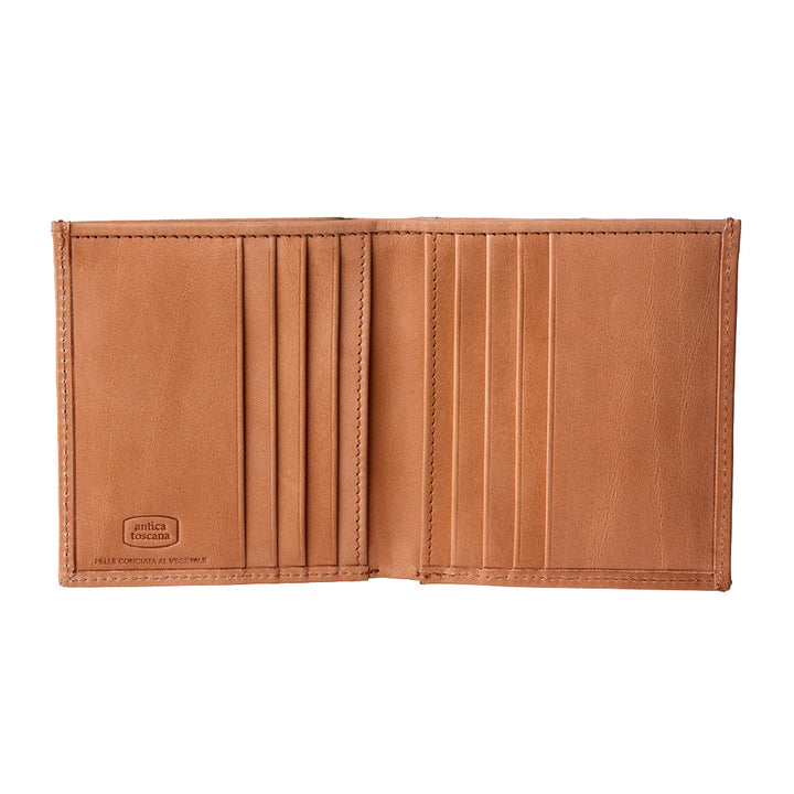 محفظة توسكانا القديمة محفظة رجالية صغيرة من جلد طبيعي إيطالي مع محفظة عملة و 8 حامل بطاقة