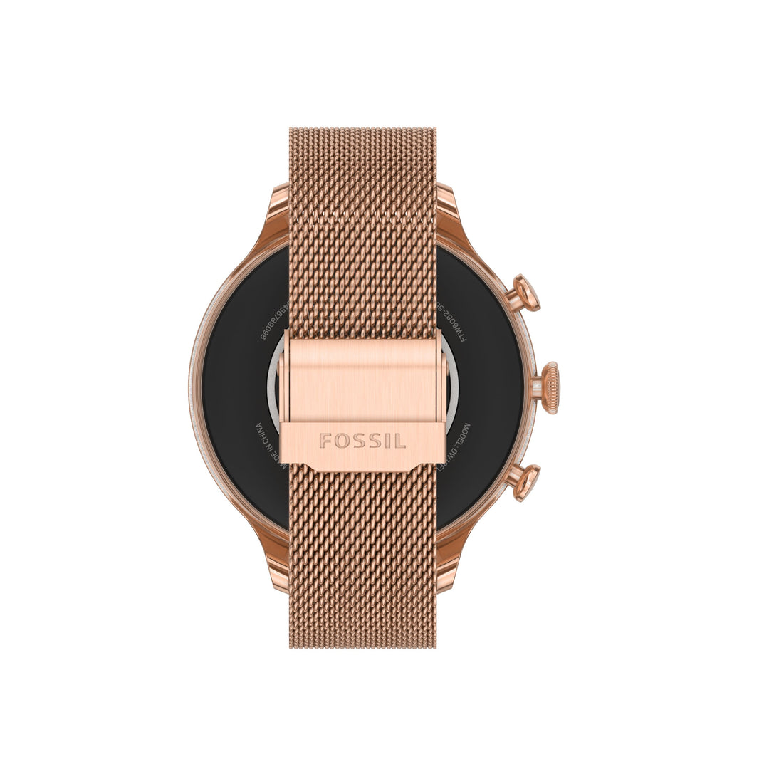 ساعة Fossil Smartwatch Gen 6 مع سوار شبكي من الصلب الوردي لون الذهب FTW6082