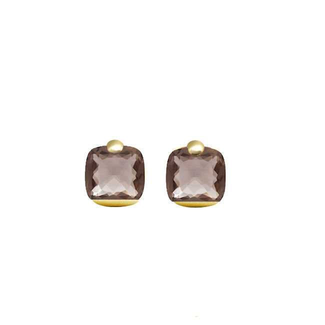 Pitti و Sisi Love Earrings قوس قزح الفضة 925 PVD النهاية الذهب الأصفر كوارتز الدخان أو 9591G/057