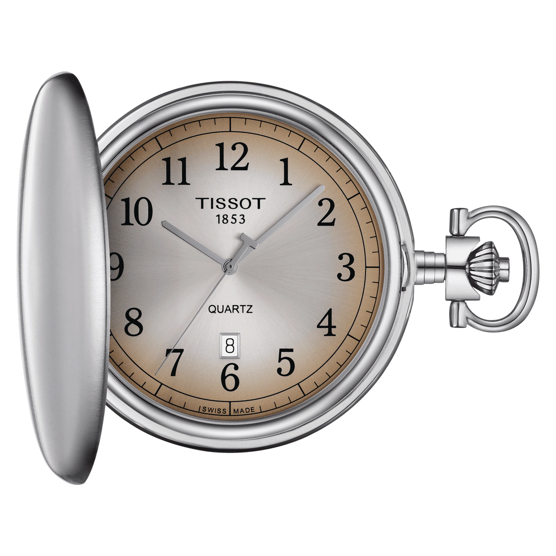 Tisssot pocket watch Savonette 48.5mm beige quartz steel T862.410.19.292.0