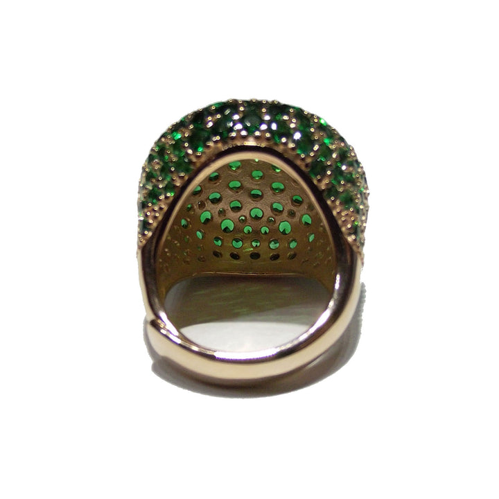 خاتم موروسيتاس 925 الفضة النهاية PVD الذهب الأصفر الكوارتز الزمرد الأخضر CPD-ANE-ARG-0001-VE
