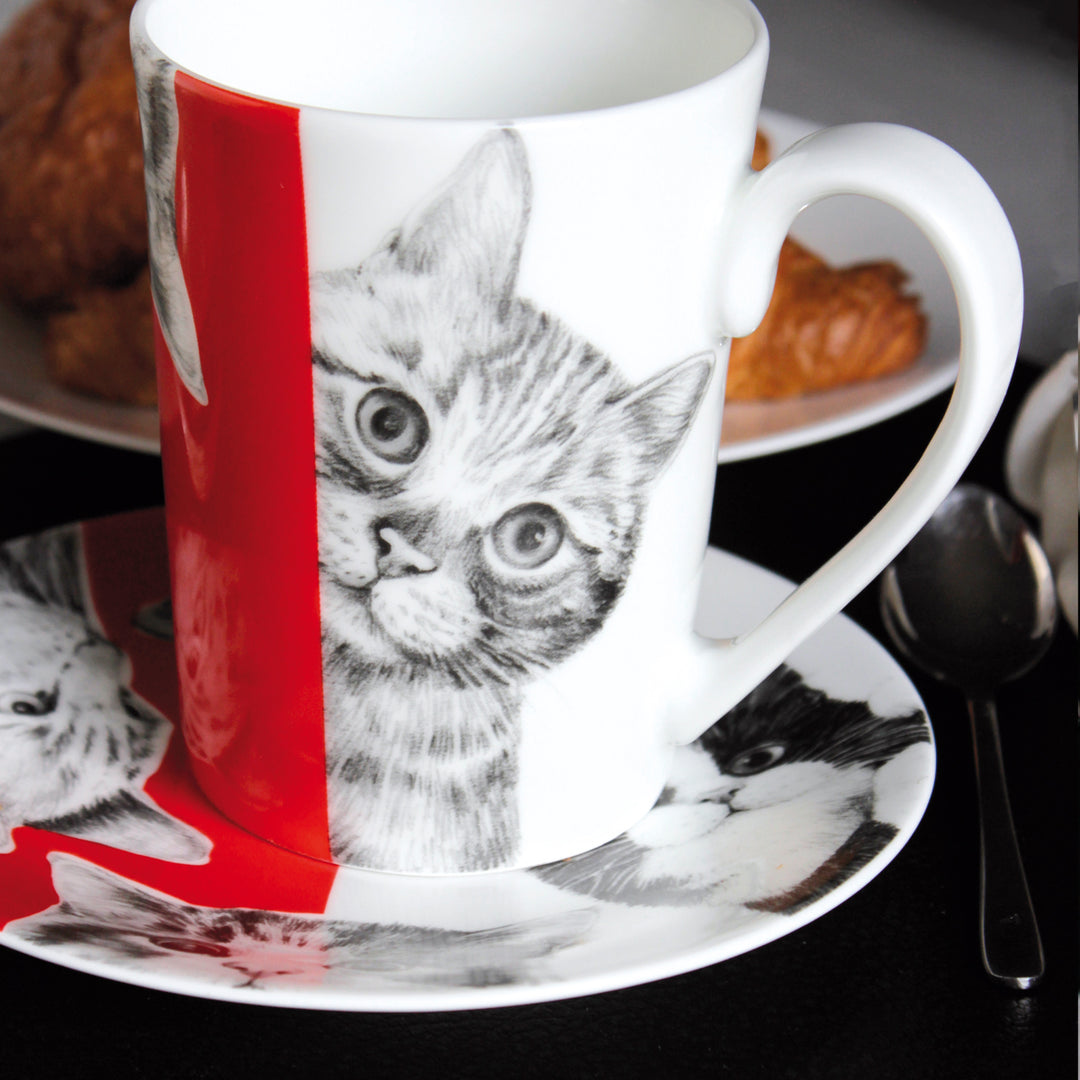 Tait ⁇  mug Cats Best Friends مجموعة الصين غرامة العظام الصين 14-1-4 CATS