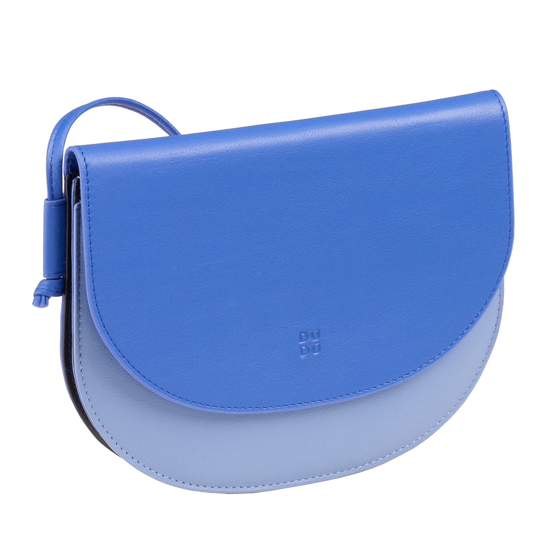 DuDu حقيبة كتف نسائية صغيرة من الجلد ، حقيبة تصميم نحيفة مدمجة مع إغلاق زر ، حقيبة كتف قابلة للتعديل