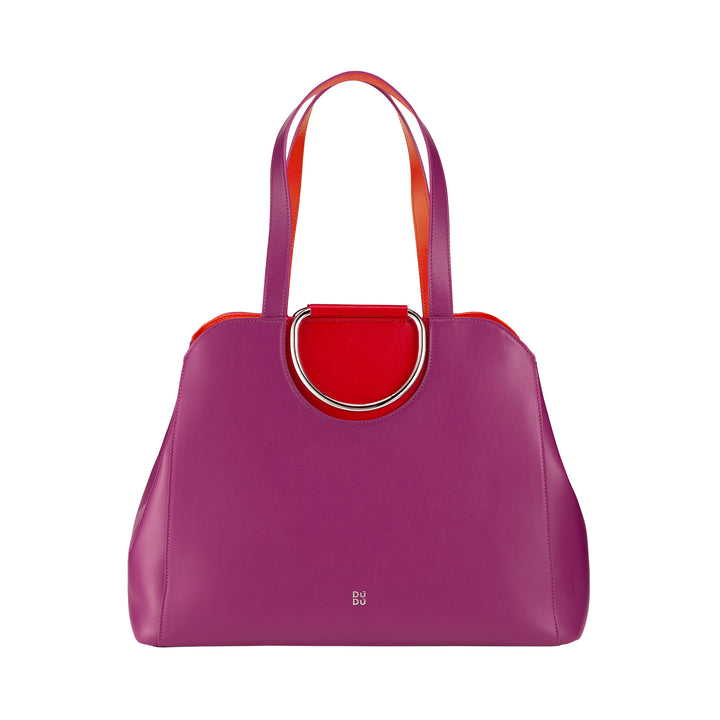 DuDu حقيبة تسوق كبيرة للنساء مصنوعة في إيطاليا الملونة، حقيبة يد، حقيبة الكتف، مع مقابض مزدوجة ومقابض