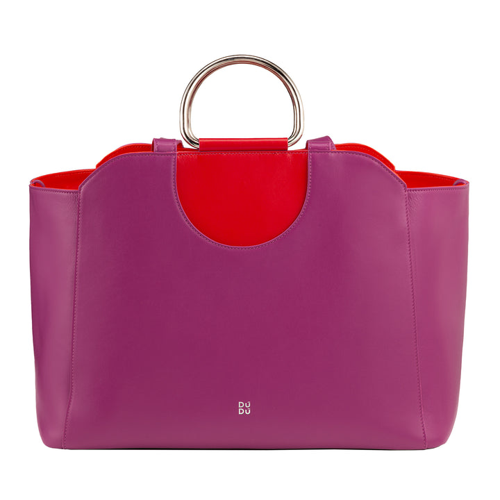 DuDu حقيبة تسوق كبيرة للنساء مصنوعة في إيطاليا الملونة، حقيبة يد، حقيبة الكتف، مع مقابض مزدوجة ومقابض