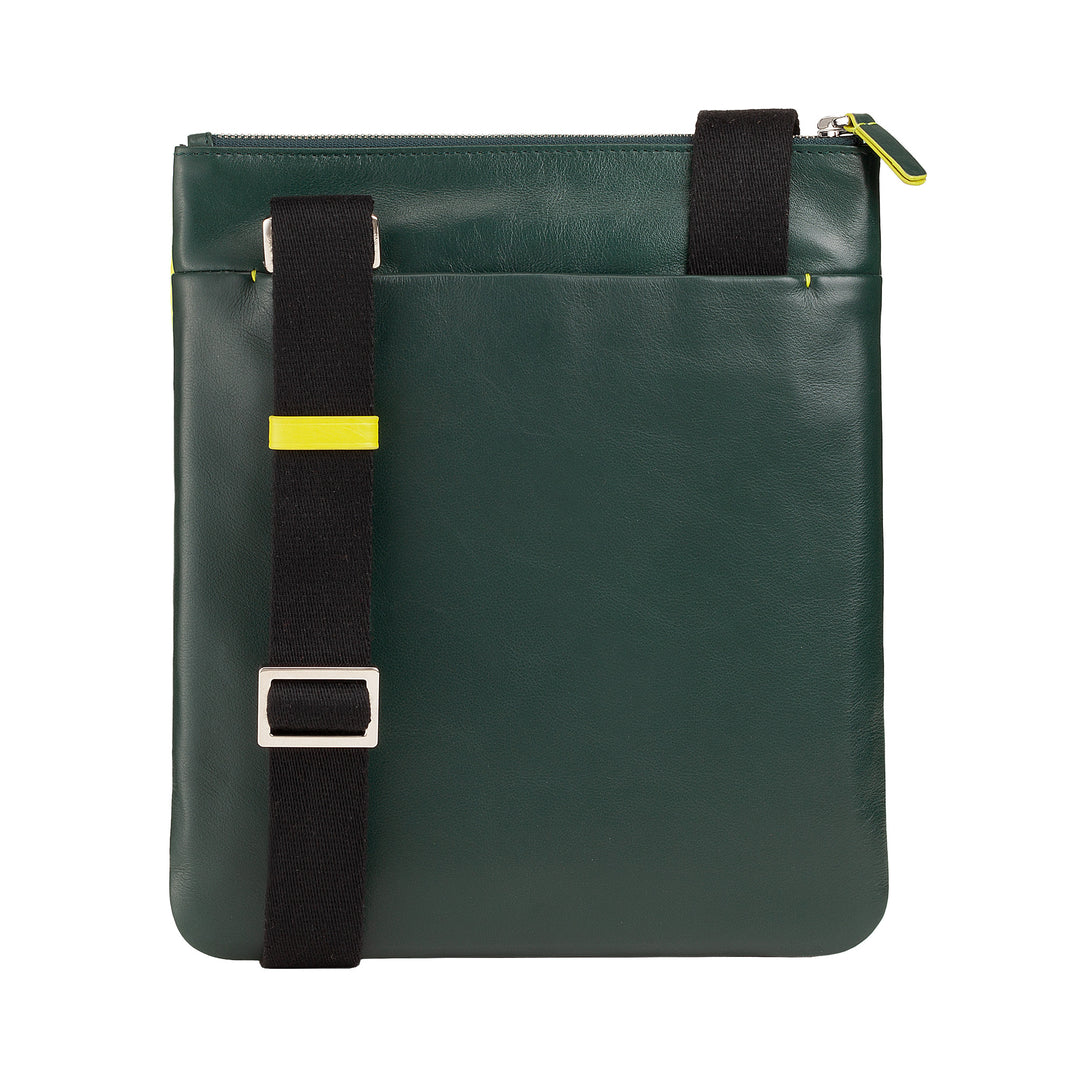 DuDu حقيبة الكتف للرجال مع سحاب Zip ، حقيبة الكتف تصميم مضغوط من الجلد الطبيعي الملونة وحزام قابل للتعديل
