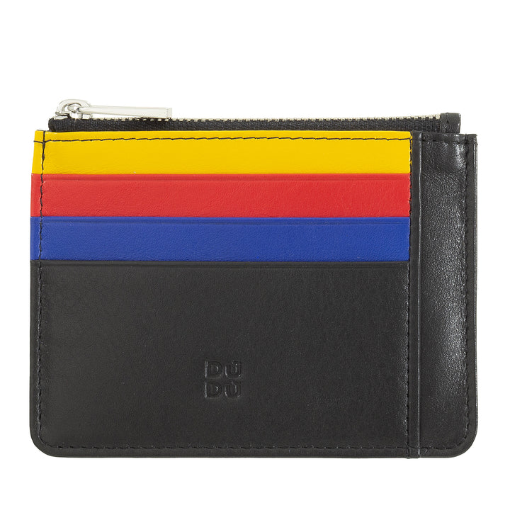 حامل بطاقة الائتمان DUDU في محفظة جلدية ملونة أصلية بسحاب