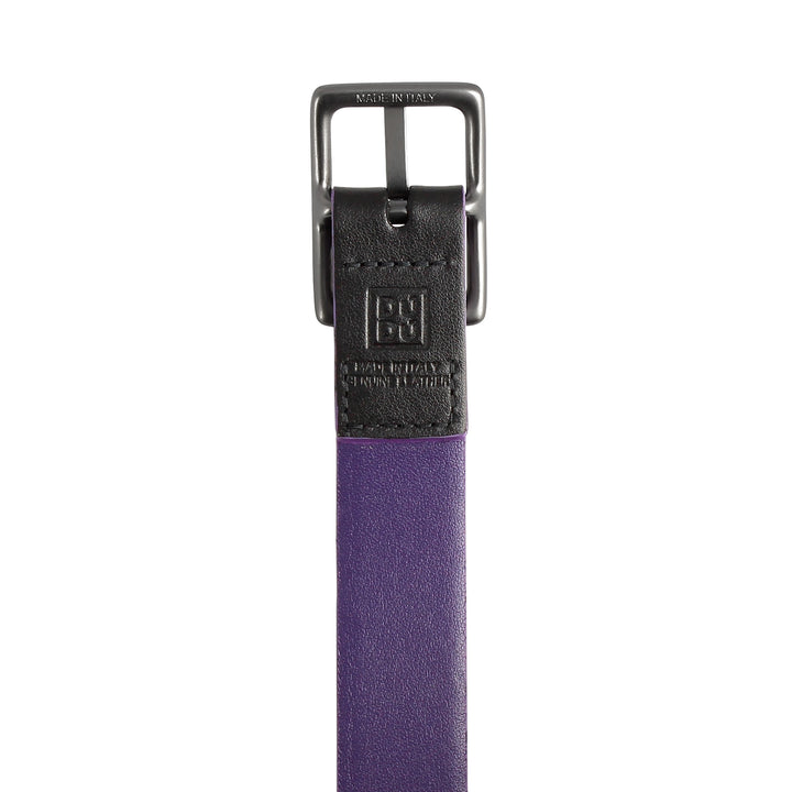 DuDu حزام نسائي من جلد طبيعي مصنوع في إيطاليا ذو لونين H 24mm مع مشبك معدني