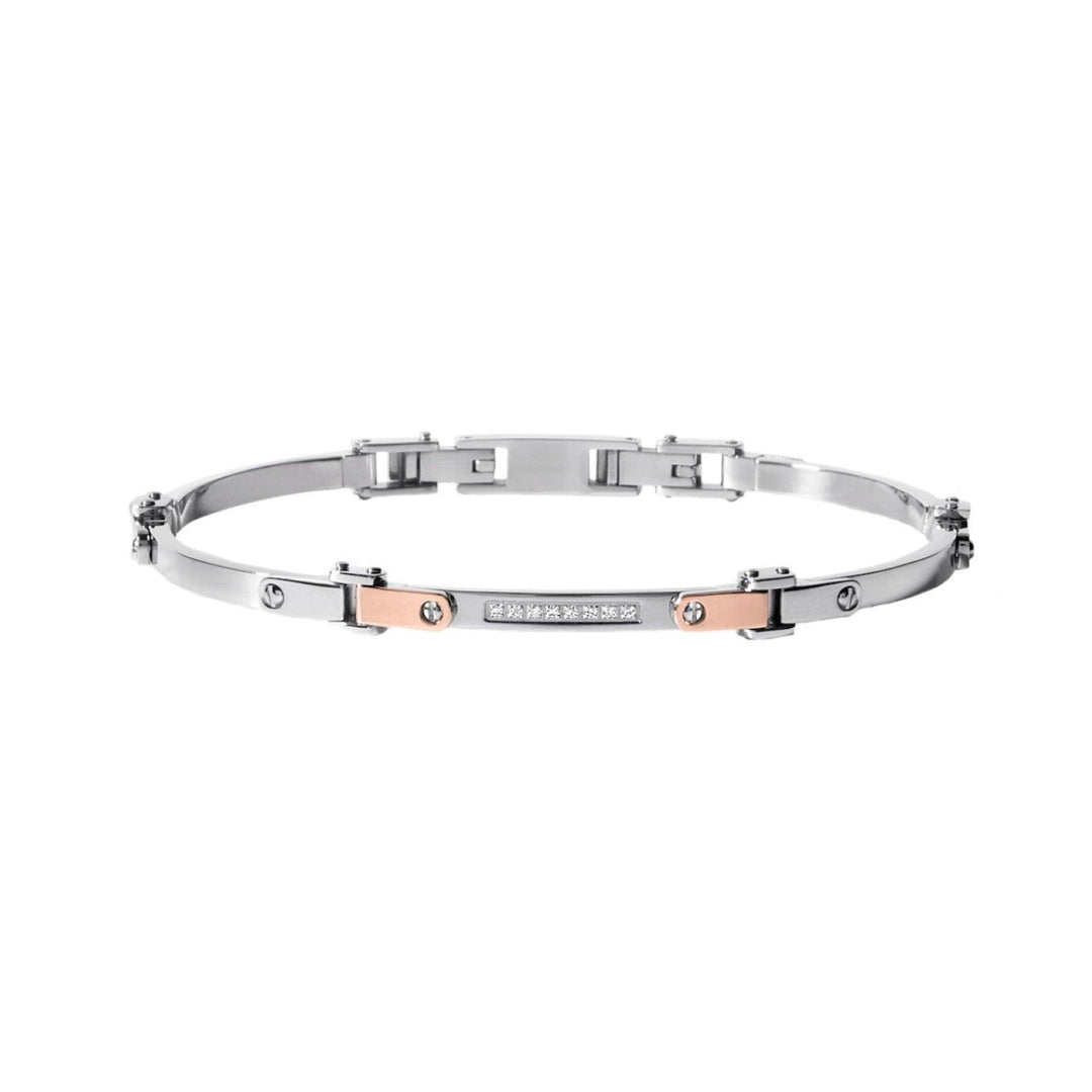 Comete bracciale uomo Senior acciaio oro rosa 18kt e diamanti 0,04ct UBR 499 - Gioielleria Capodagli