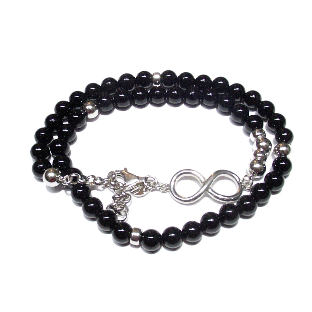 Design Argento bracciale infinito doppio giro argento 925 e onice DA 202.BR - Gioielleria Capodagli