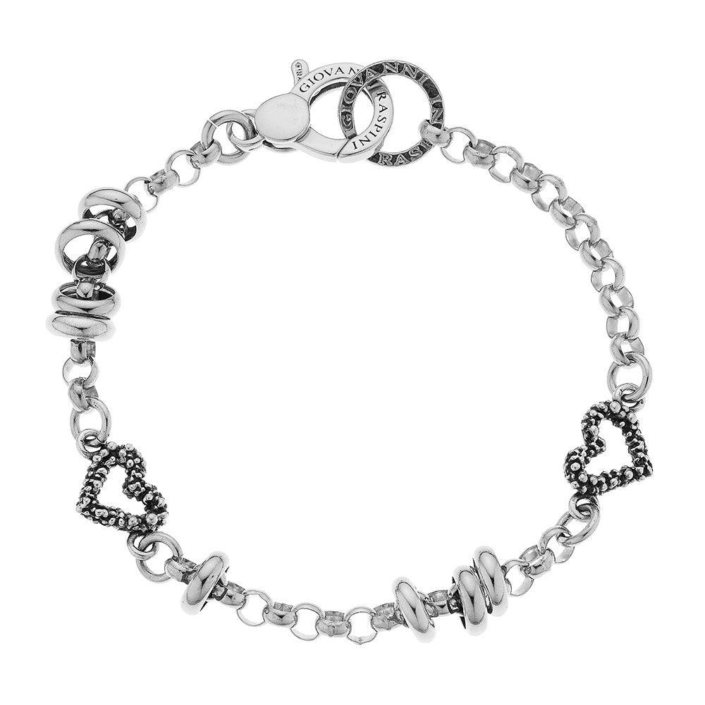 Giovanni Raspini bracciale Roulette Due Cuori argento 925 20cm 10160 - Gioielleria Capodagli