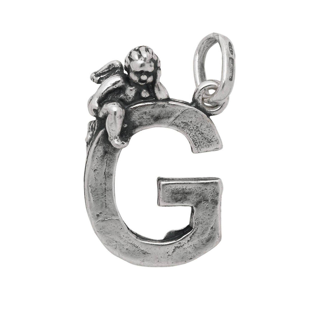 Giovanni Raspini ciondolo argento charm G con angelo 6071 - Gioielleria Capodagli