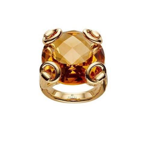 Gucci anello Horsebit Cocktail oro giallo 18kt quarzo orange misura 16 160447 IOHJ08064 - Gioielleria Capodagli