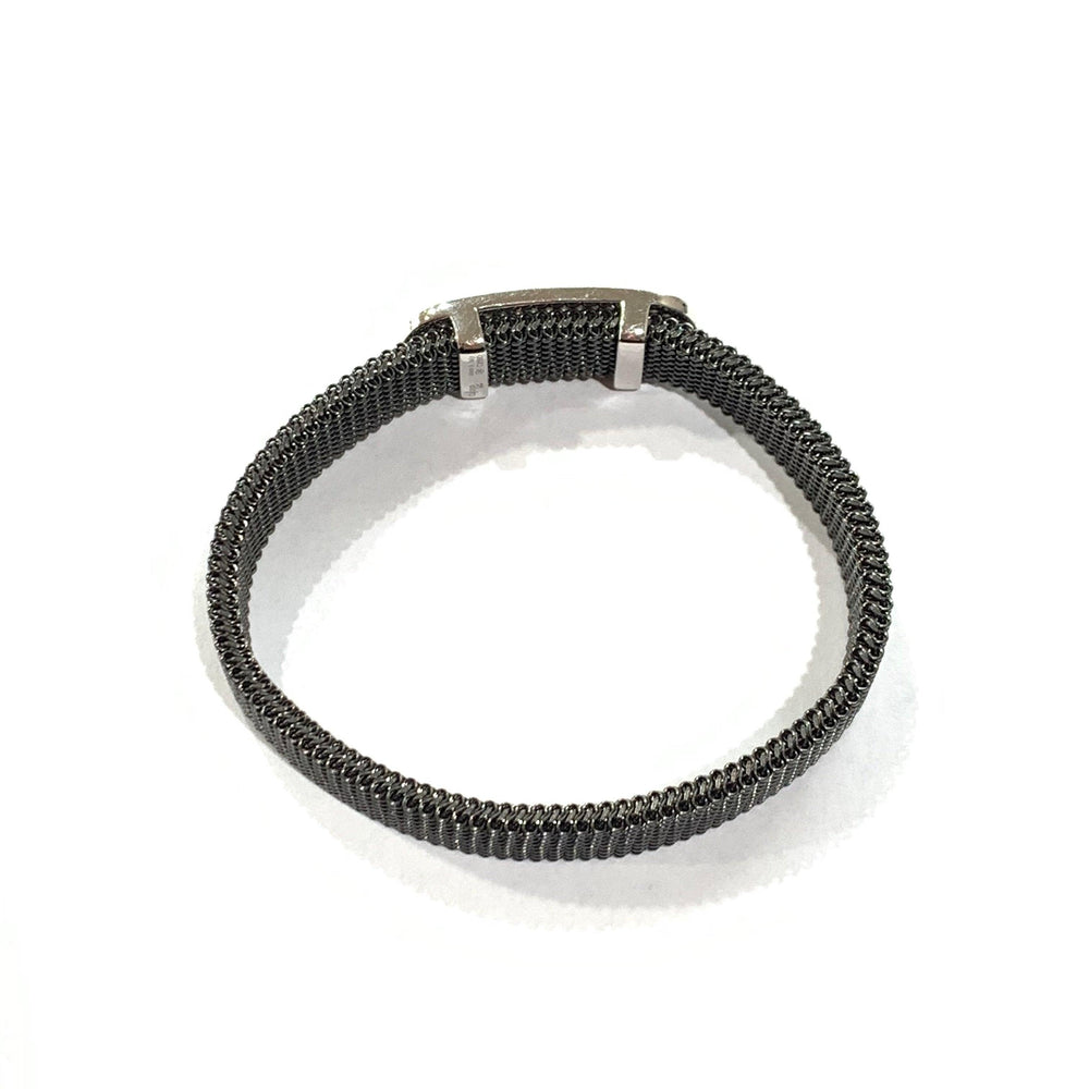 Idandi bracciale elastico Ovale argento 925 acciaio finitura PVD nero zirconi OVALE BR-ARG-0005 - Capodagli 1937