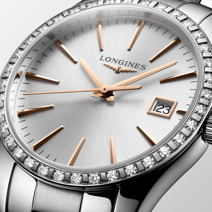 Longines orologio Conquest Classic 34mm argento diamanti quarzo acciaio L2.386.0.72.6 - Capodagli 1937