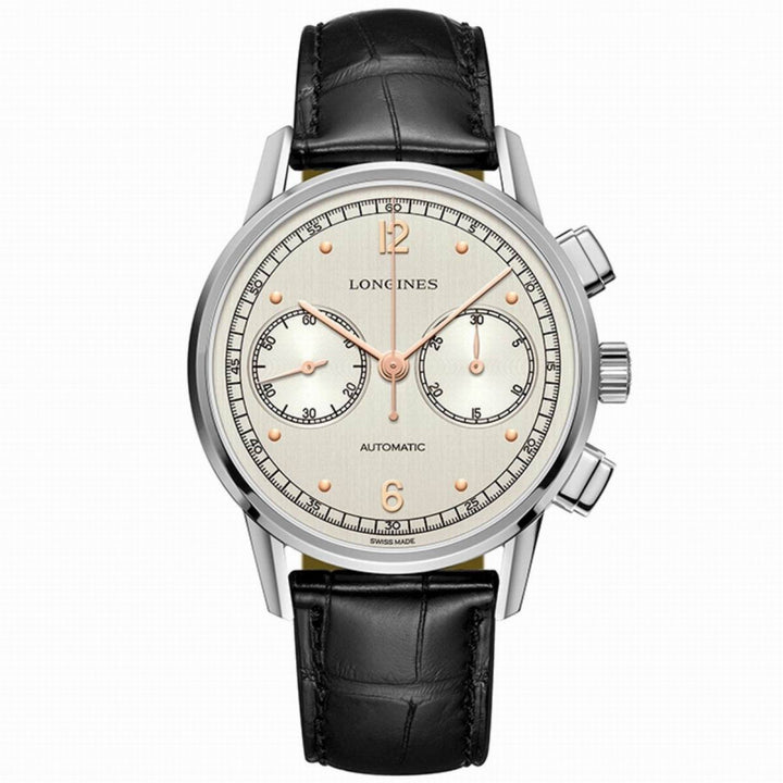 Longines orologio Heritage Chronograph 1940 argento automatico acciaio L2.814.4.76.0 - Gioielleria Capodagli