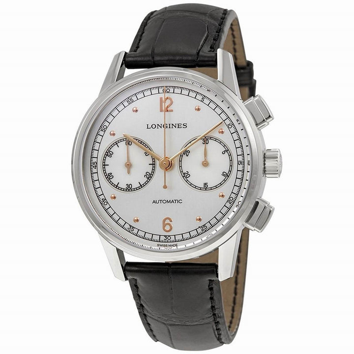 Longines orologio Heritage Chronograph 1940 argento automatico acciaio L2.814.4.76.0 - Gioielleria Capodagli