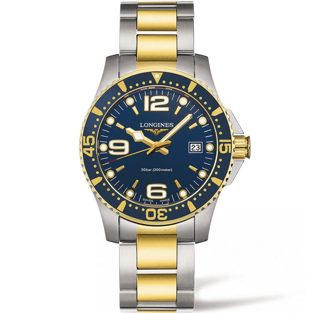 Longines orologio HydroConquest 41mm blu acciaio finitura PVD oro giallo quarzo L3.740.3.96.7 - Gioielleria Capodagli