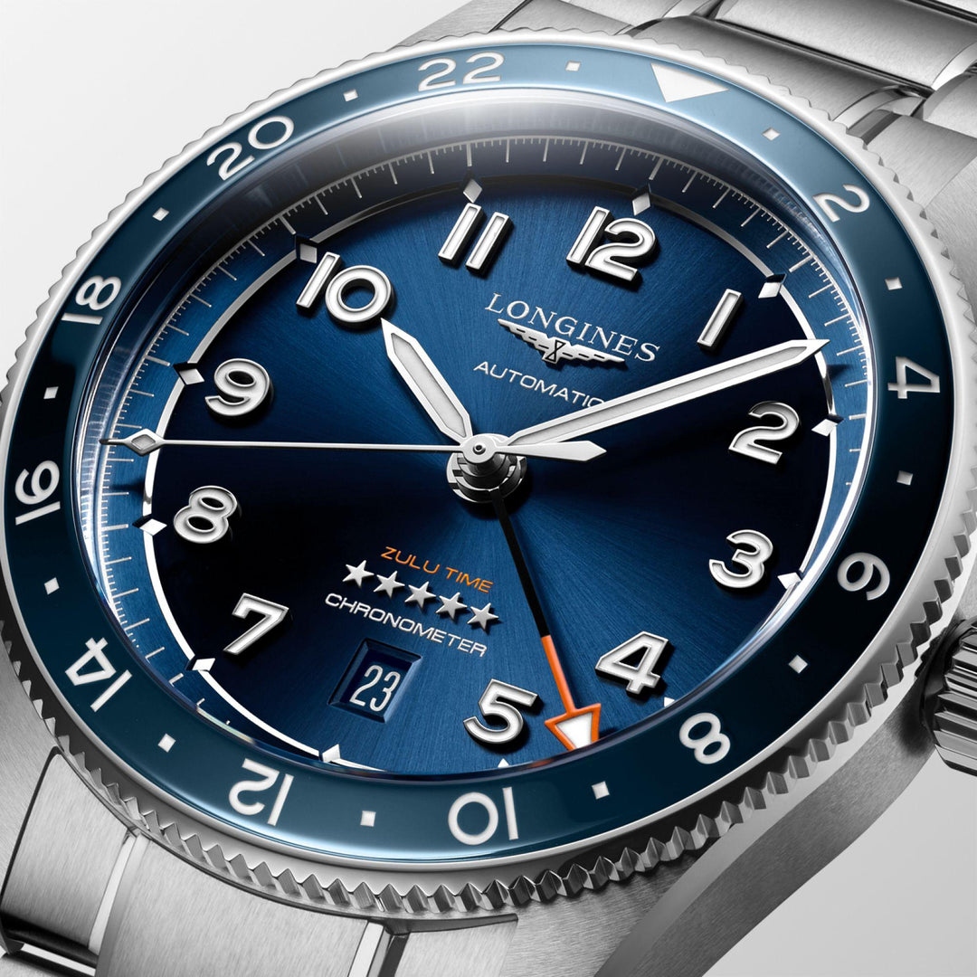 Longines orologio Spirit Zulu Time 42mm blu automatico acciaio L3.812.4.93.6 - Capodagli 1937